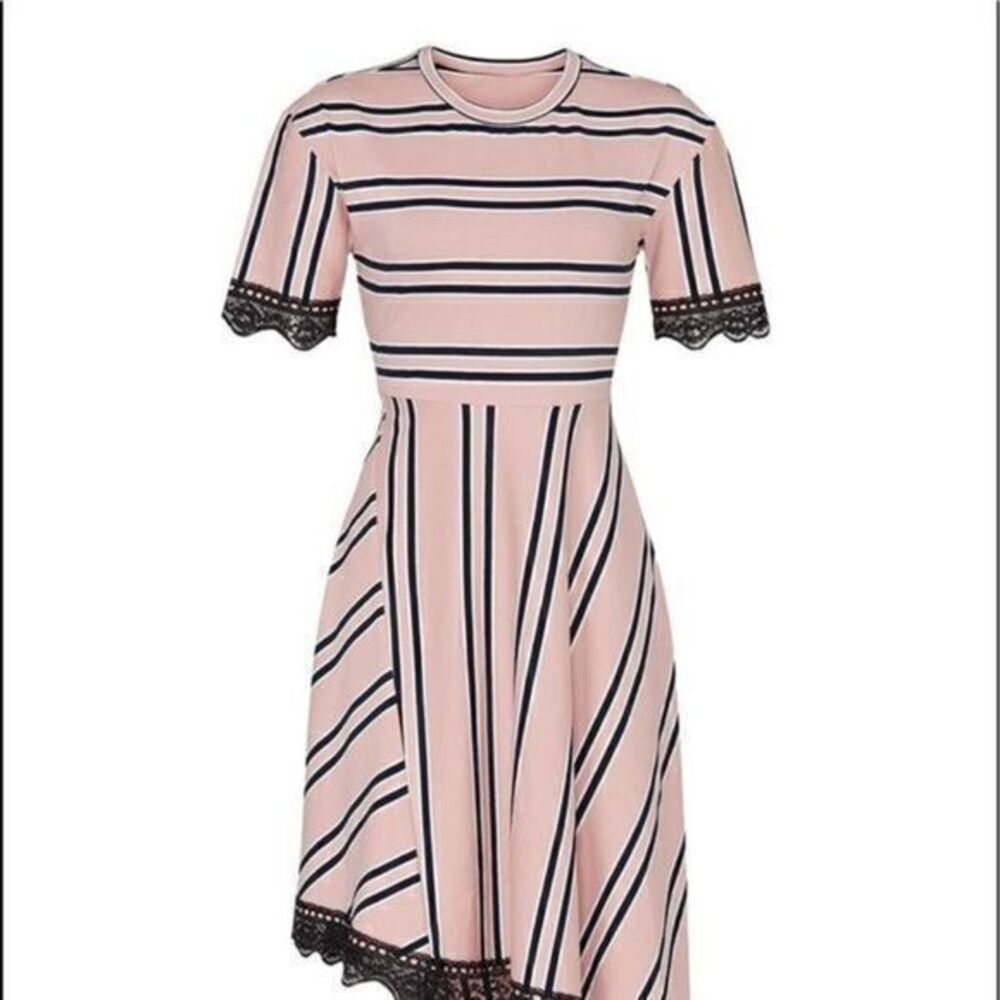 KOCHE Collective Striped Jersey High-low dress